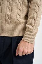 Maglione uomo a trecce bianco cammello 1510 150 MASQ 