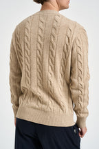 Maglione uomo a trecce bianco cammello 1510 150 MASQ 