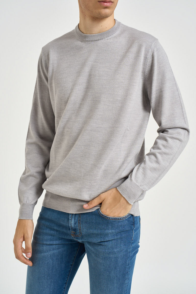 Maglia uomo girocollo in lana merino grigio 5000 300 MASQ 
