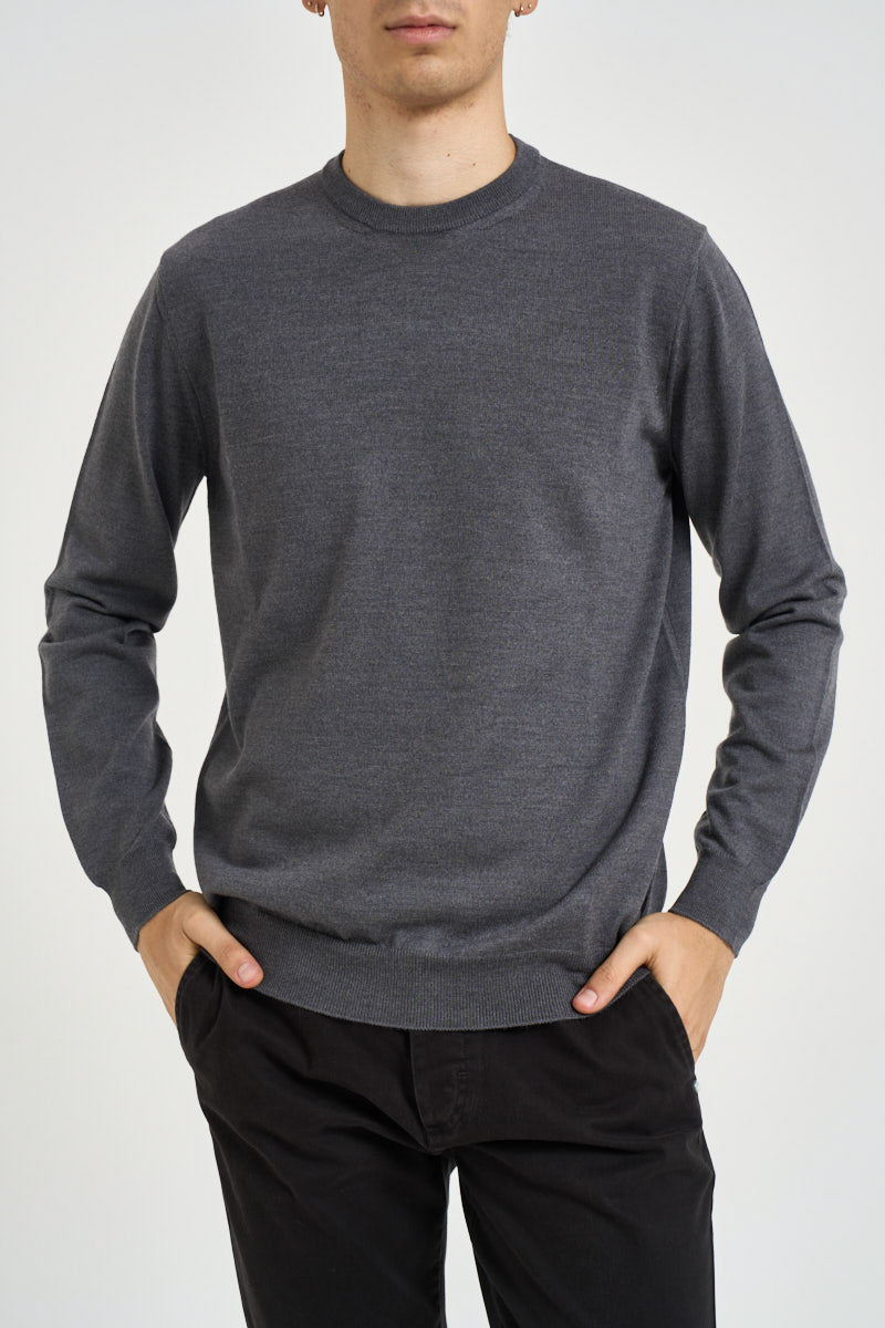 Maglia uomo girocollo in lana merino grigio 5000 395 MASQ 