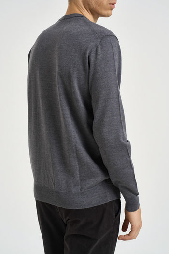 Maglia uomo girocollo in lana merino grigio - 3