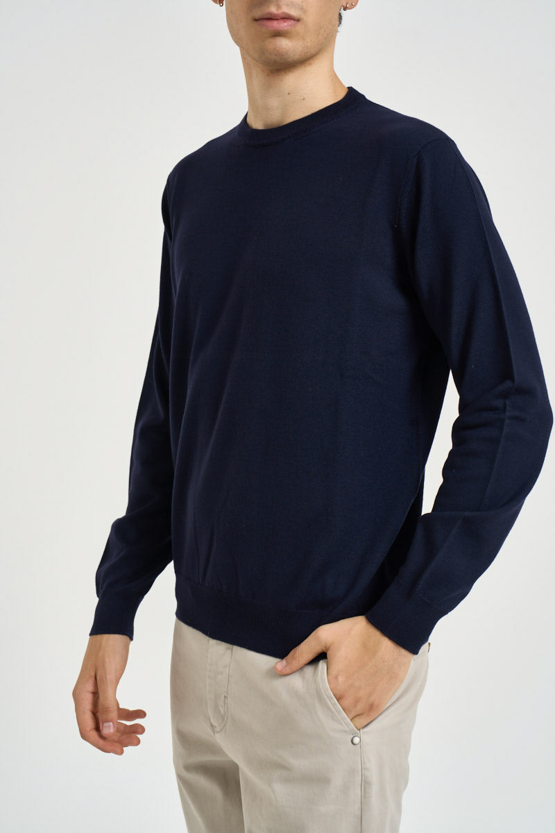 Maglia uomo girocollo in lana merino blu 5000 650 MASQ 