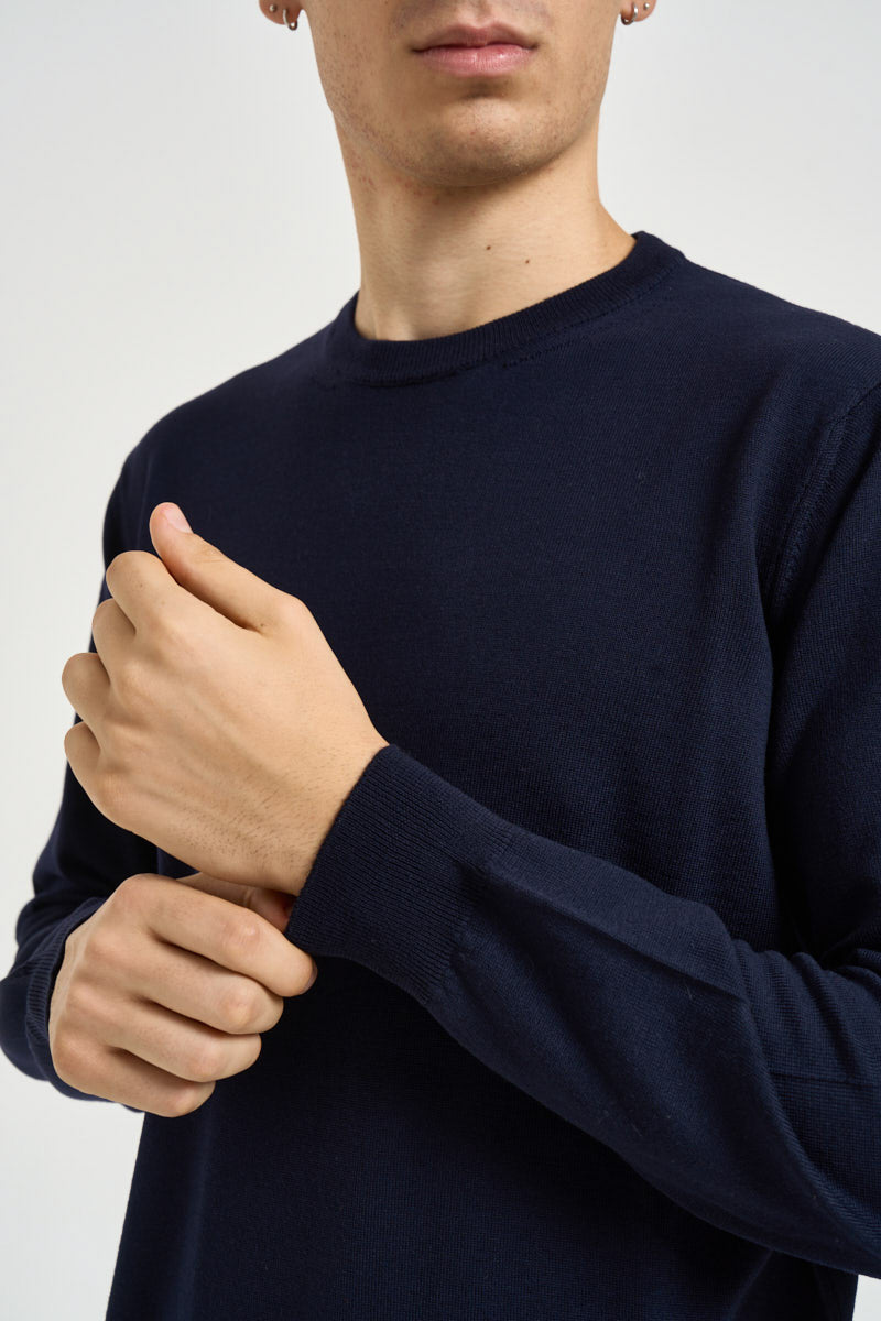 Maglia uomo girocollo in lana merino blu 5000 650 MASQ 