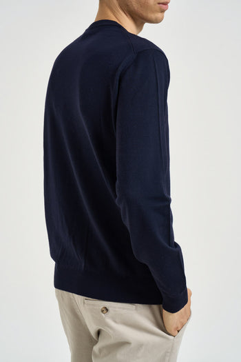 Maglia uomo girocollo in lana merino blu - 4