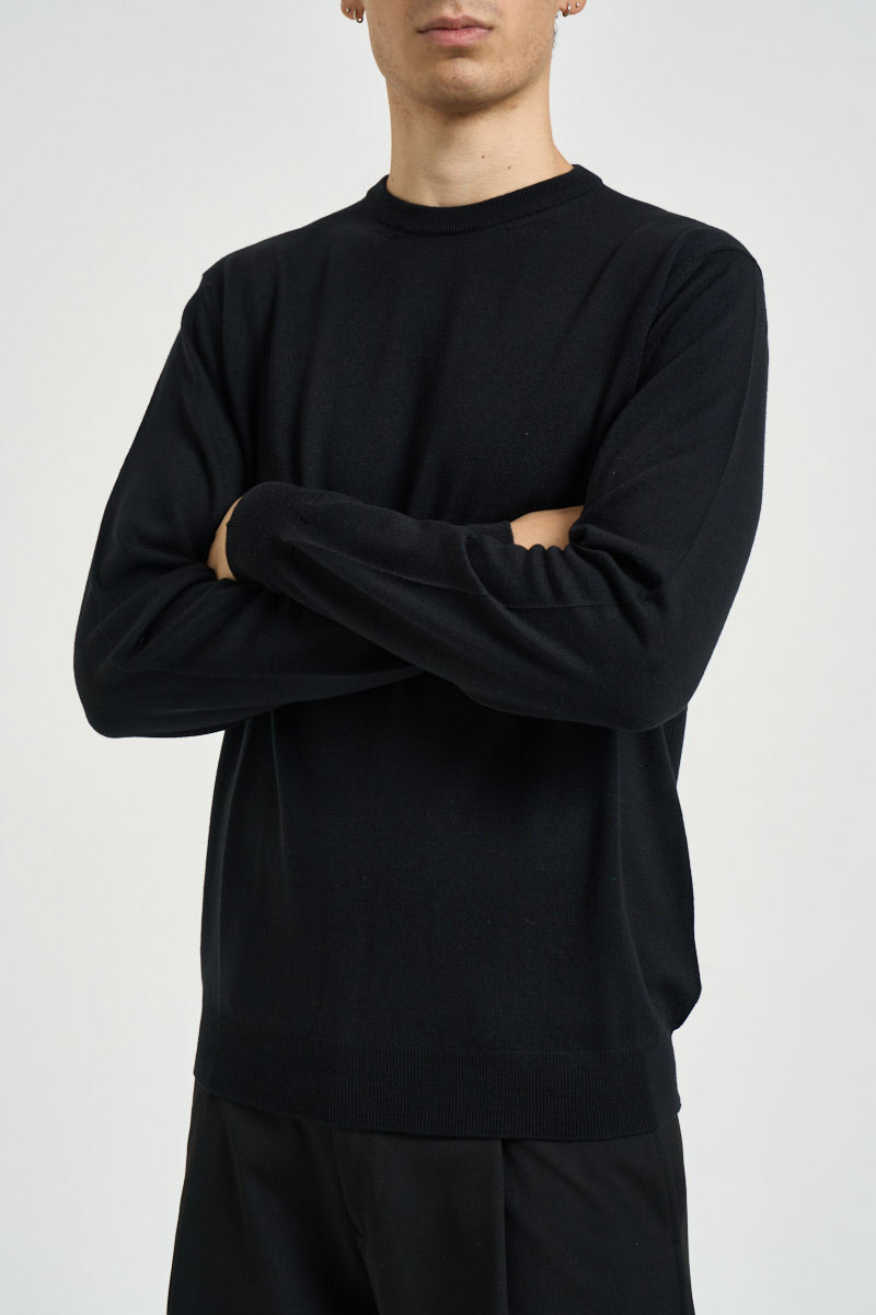 Maglia uomo girocollo in lana merino nera 5000 900 MASQ 