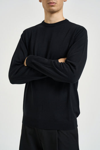 Maglia uomo girocollo in lana merino nera - 3