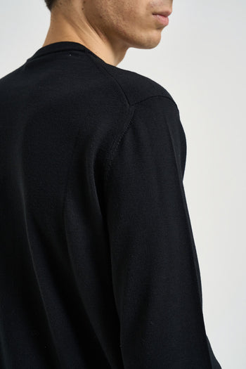 Maglia uomo girocollo in lana merino nera - 6