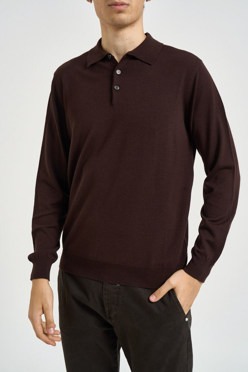 Polo uomo in maglia marrone scuro 5003 480 MASQ 