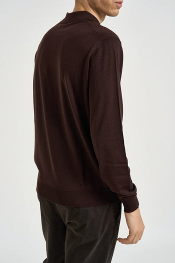 Polo uomo in maglia marrone scuro - 3