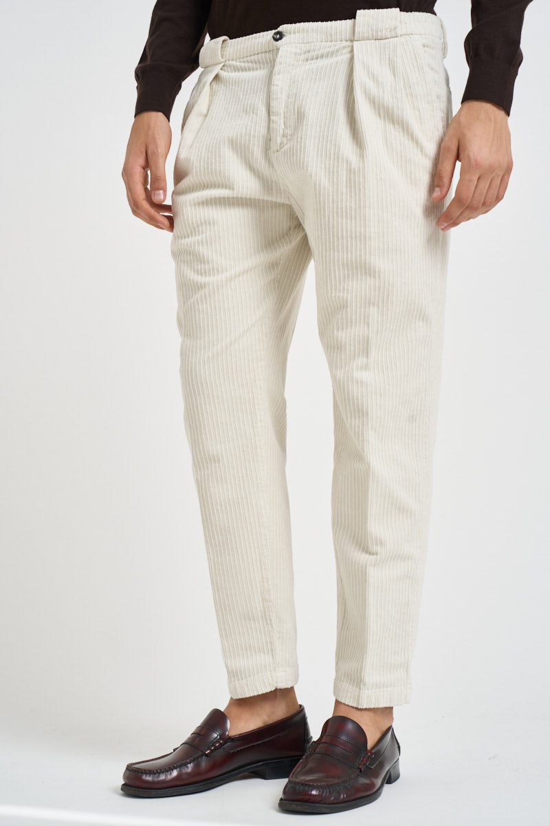 Pantalone uomo dritto in velluto panna TIRANA 8131PANNA MASSIMO BRUNELLI 
