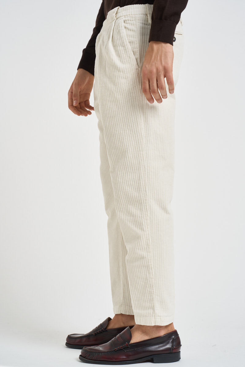 Pantalone uomo dritto in velluto panna TIRANA 8131PANNA MASSIMO BRUNELLI 