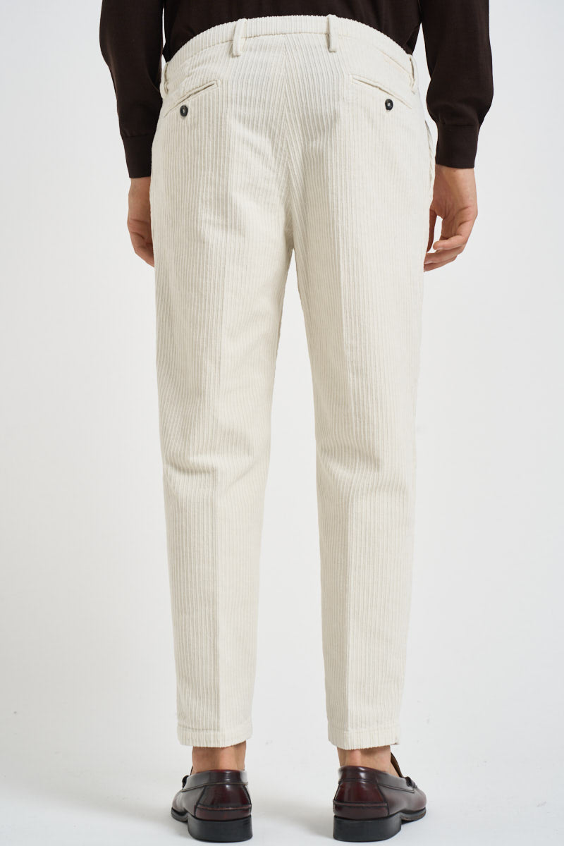 Pantalone uomo dritto in velluto panna TIRANA 8131PANNA MASSIMO BRUNELLI 