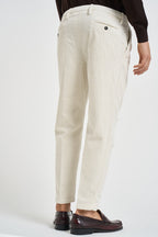 Pantalone uomo dritto in velluto panna TIRANA 8131PANNA MASSIMO BRUNELLI 