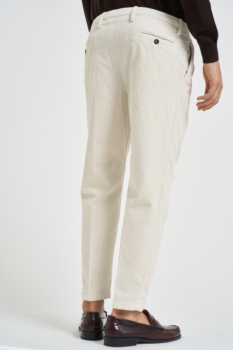 Pantalone uomo dritto in velluto panna TIRANA 8131PANNA MASSIMO BRUNELLI 