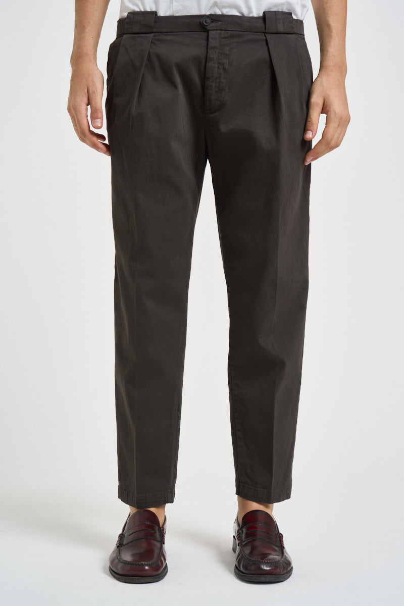 Pantalone uomo con pinces marrone scuro TIRANA 8268MORO MASSIMO BRUNELLI 