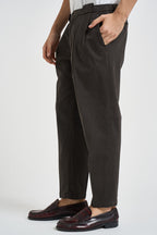 Pantalone uomo con pinces marrone scuro TIRANA 8268MORO MASSIMO BRUNELLI 