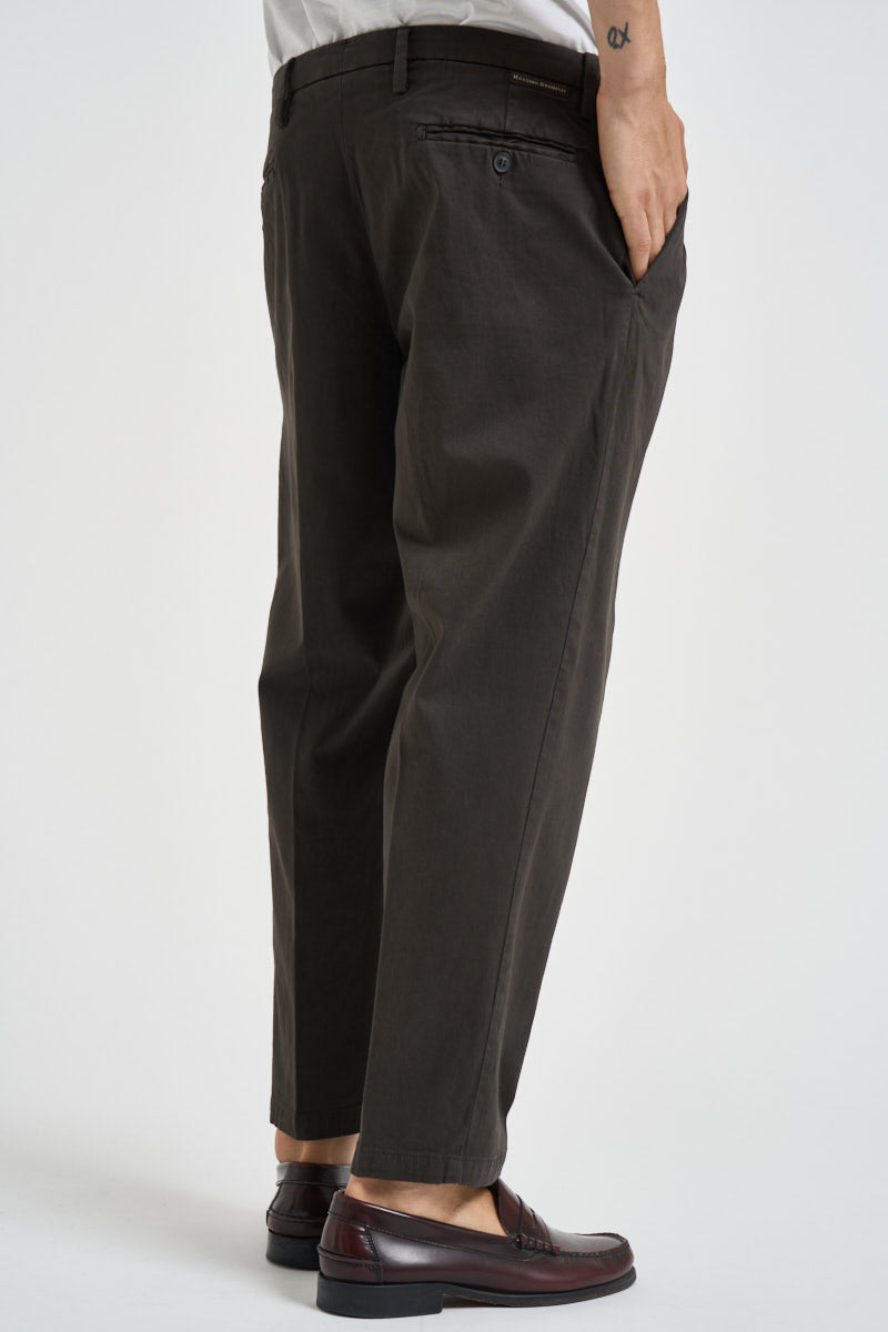 Pantalone uomo con pinces marrone scuro TIRANA 8268MORO MASSIMO BRUNELLI 