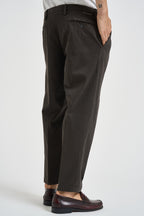 Pantalone uomo con pinces marrone scuro TIRANA 8268MORO MASSIMO BRUNELLI 