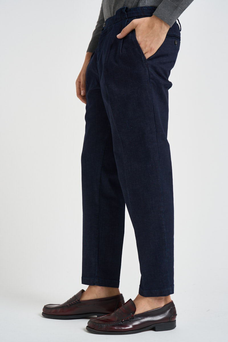 Pantalone uomo con pinces in denim blu TIRANA 9175 MASSIMO BRUNELLI 