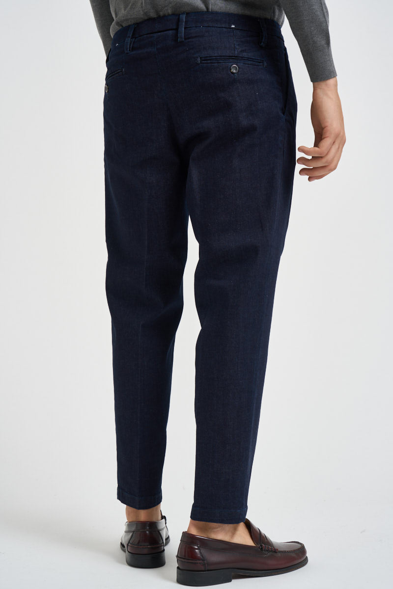Pantalone uomo con pinces in denim blu TIRANA 9175 MASSIMO BRUNELLI 