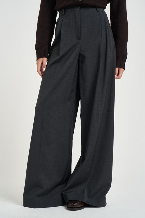Pantalone donna a palazzo grigio scuro - 1