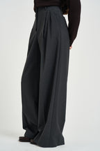 Pantalone donna a palazzo grigio scuro ADELFI 10265015 MAX MARA WEEKEND 