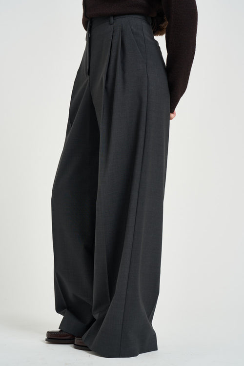 Pantalone donna a palazzo grigio scuro - 2