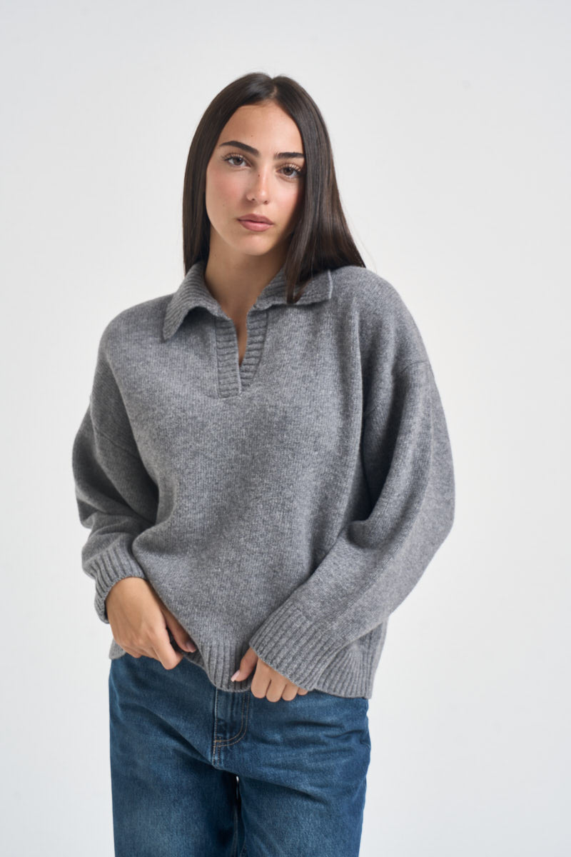 Maglia donna colletto a polo grigia AGRE 12082011 MAX MARA WEEKEND 