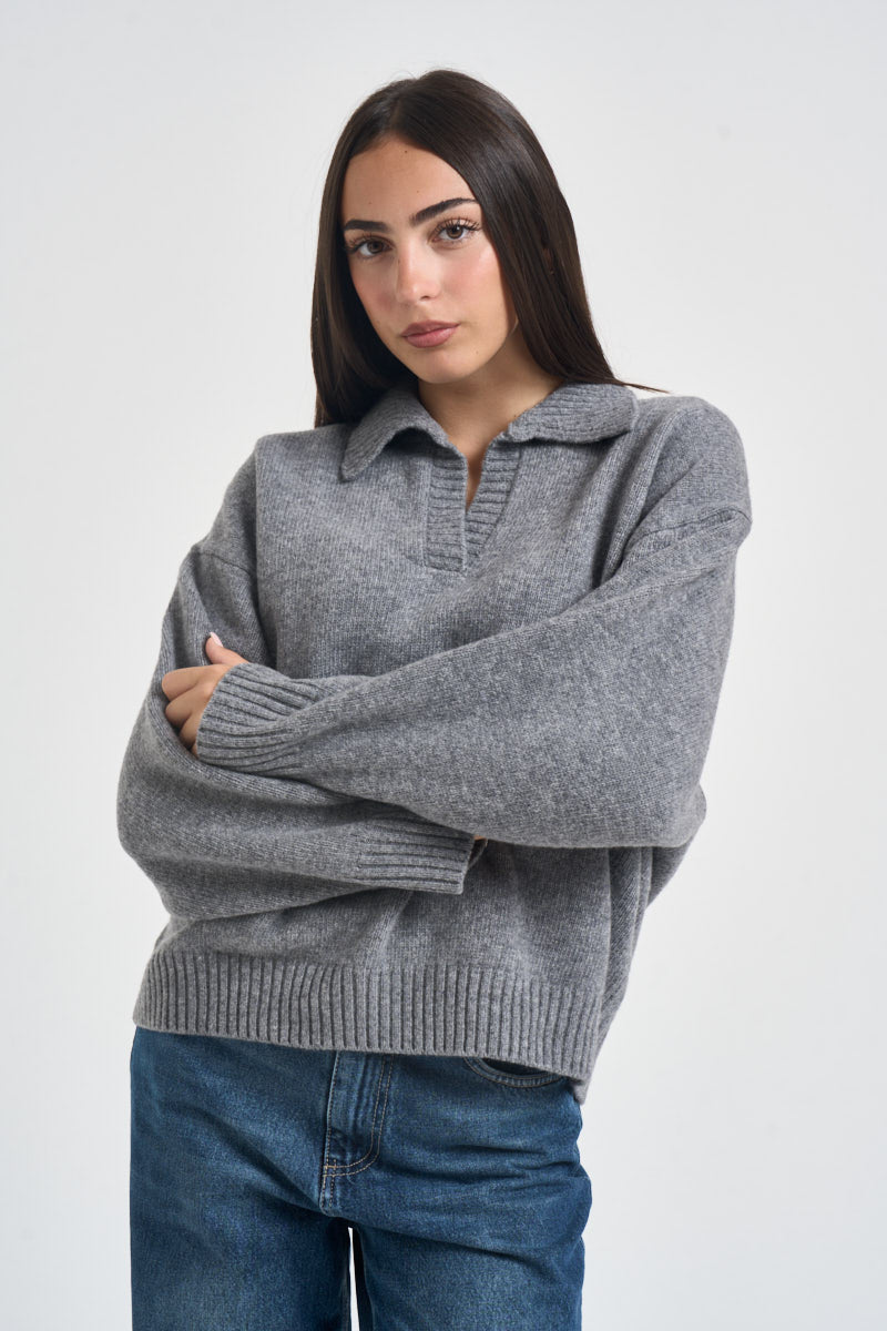 Maglia donna colletto a polo grigia AGRE 12082011 MAX MARA WEEKEND 