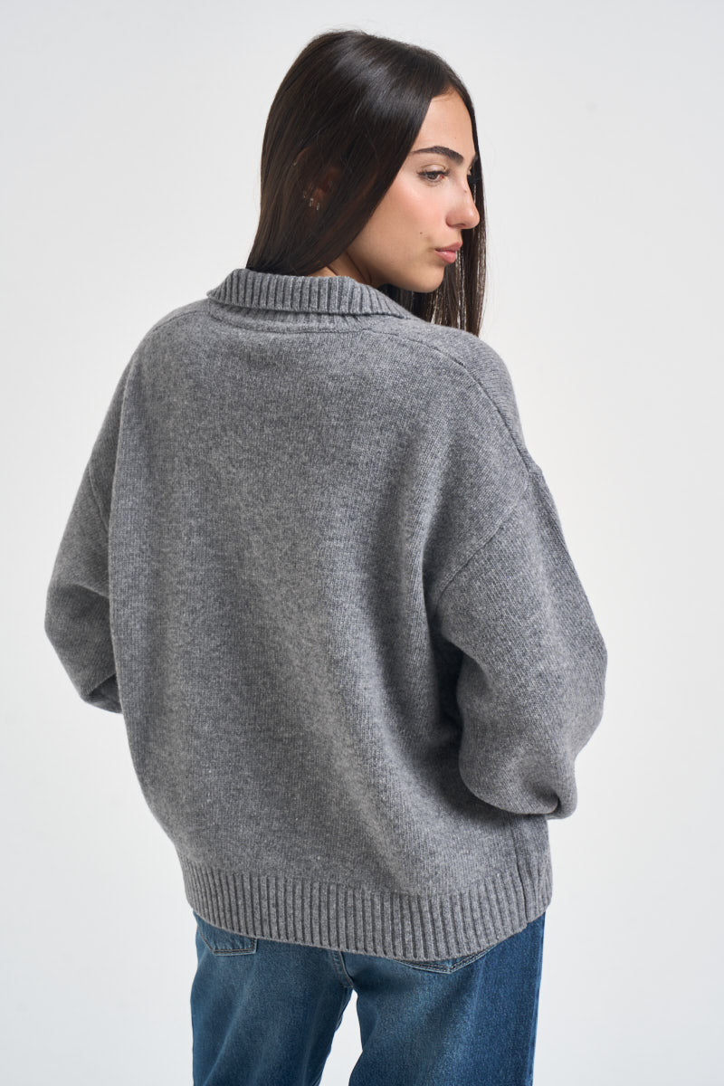 Maglia donna colletto a polo grigia AGRE 12082011 MAX MARA WEEKEND 