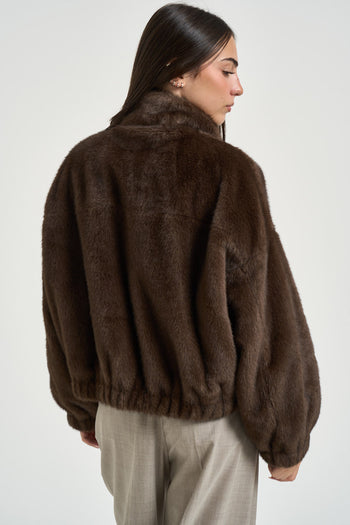 Bomber donna in ecopelliccia marrone - 3