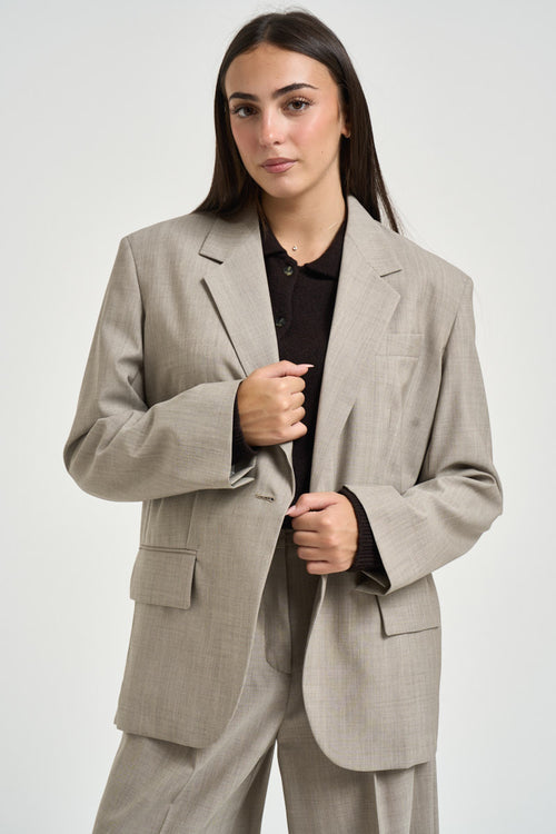 Giacca donna monopetto beige grigio - 2