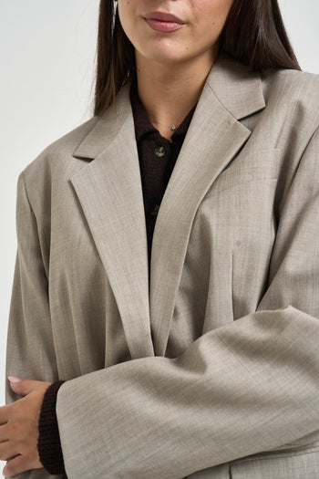 Giacca donna monopetto beige grigio - 3