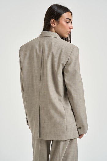 Giacca donna monopetto beige grigio - 4