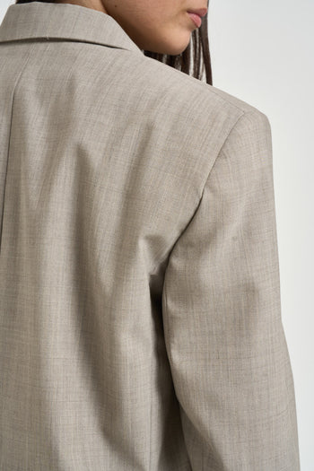 Giacca donna monopetto beige grigio - 5