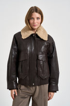 Giacca donna in vera pelle moro CALATA 45079001 MAX MARA WEEKEND 