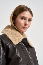 Giacca donna in vera pelle moro CALATA 45079001 MAX MARA WEEKEND 