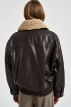 Giacca donna in vera pelle moro CALATA 45079001 MAX MARA WEEKEND 