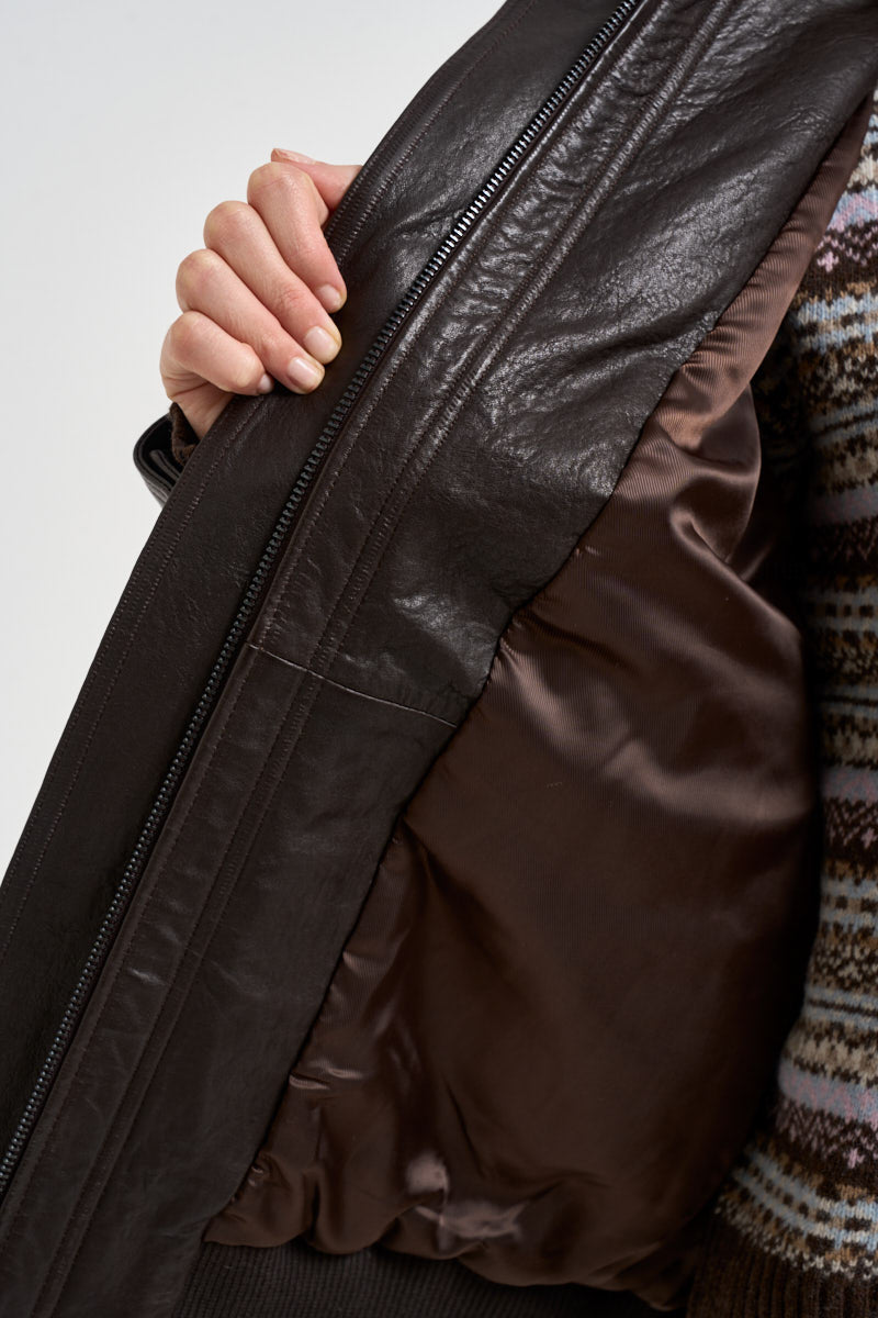 Giacca donna in vera pelle moro CALATA 45079001 MAX MARA WEEKEND 