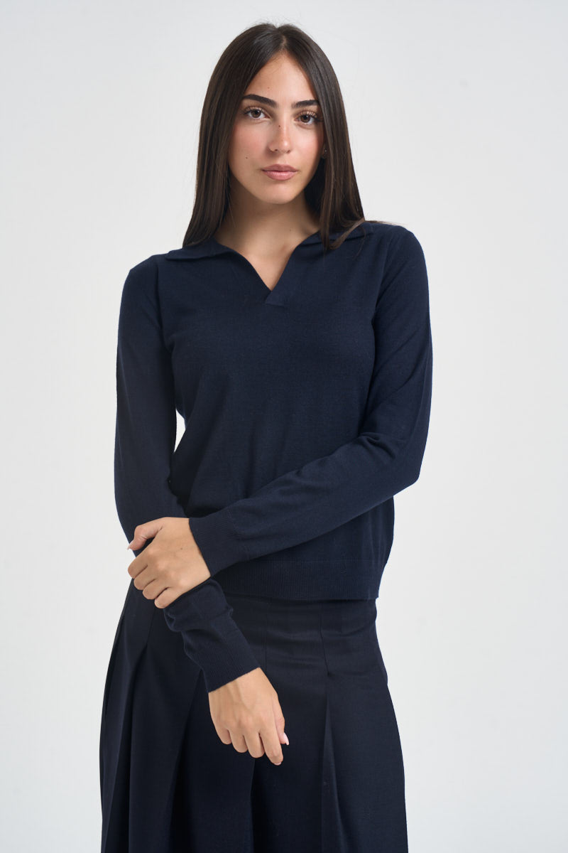 Maglia donna con collo polo blu CAPPA 65084009 MAX MARA WEEKEND 