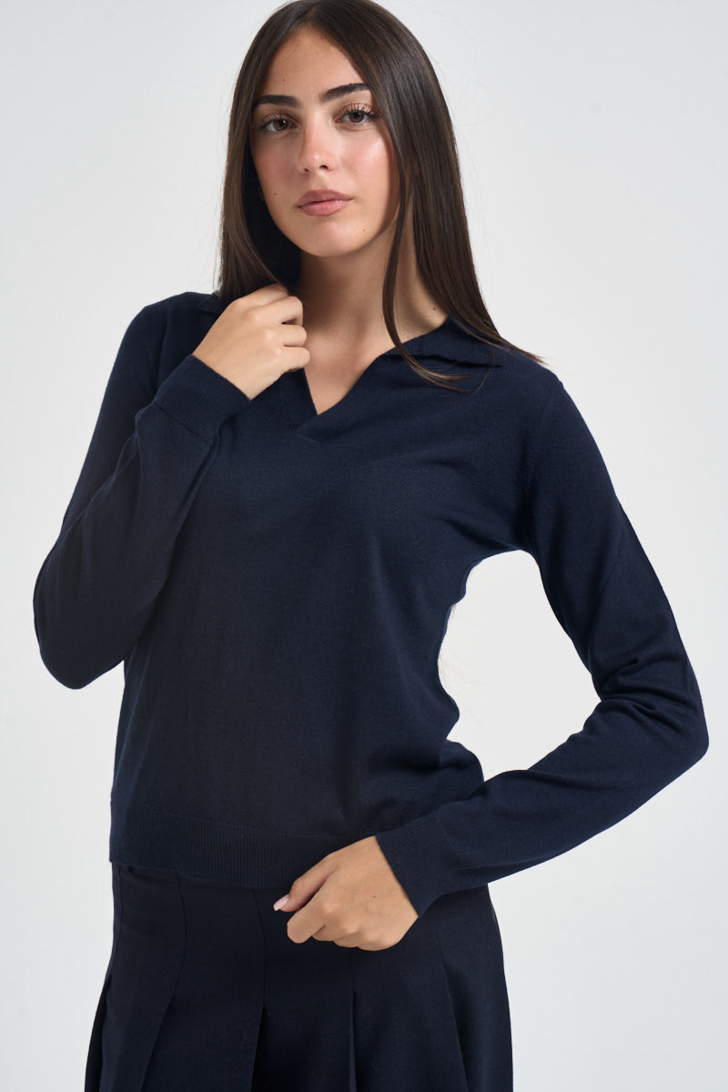 Maglia donna con collo polo blu CAPPA 65084009 MAX MARA WEEKEND 
