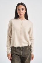 Cardigan donna girocollo beige mèlange ESPOSTO 65085001 MAX MARA WEEKEND 
