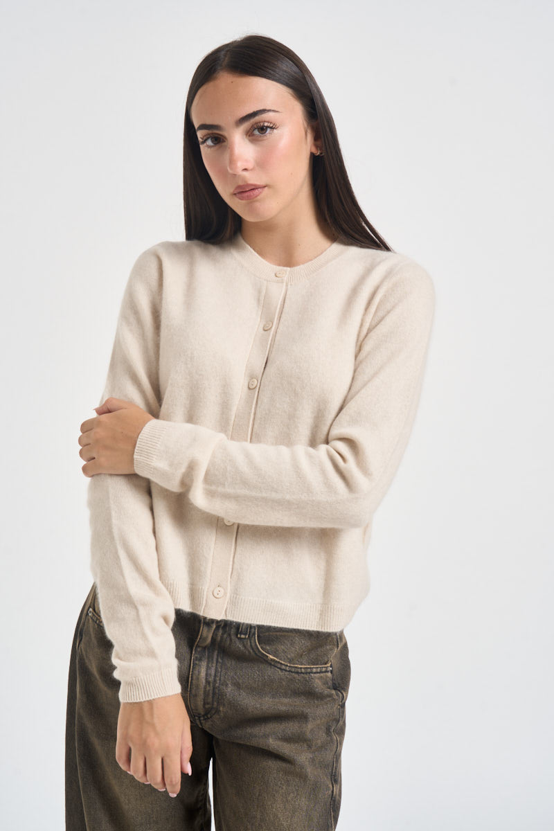 Cardigan donna girocollo beige mèlange ESPOSTO 65085001 MAX MARA WEEKEND 