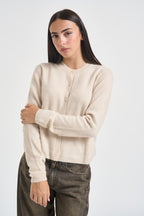 Cardigan donna girocollo beige mèlange ESPOSTO 65085001 MAX MARA WEEKEND 