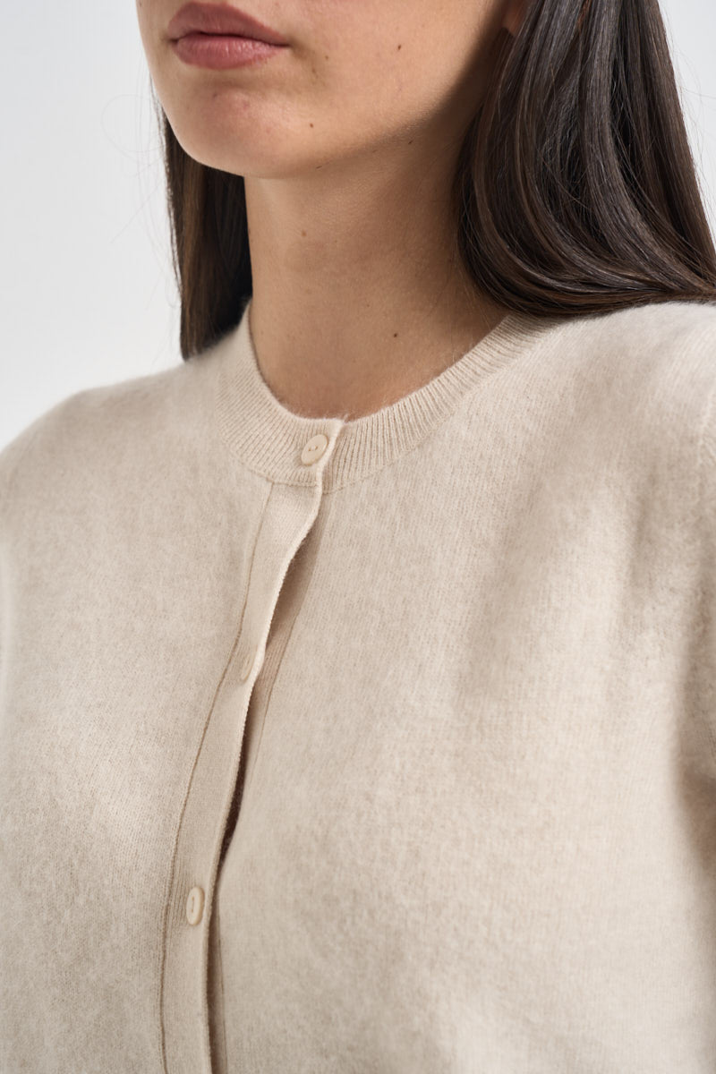 Cardigan donna girocollo beige mèlange ESPOSTO 65085001 MAX MARA WEEKEND 