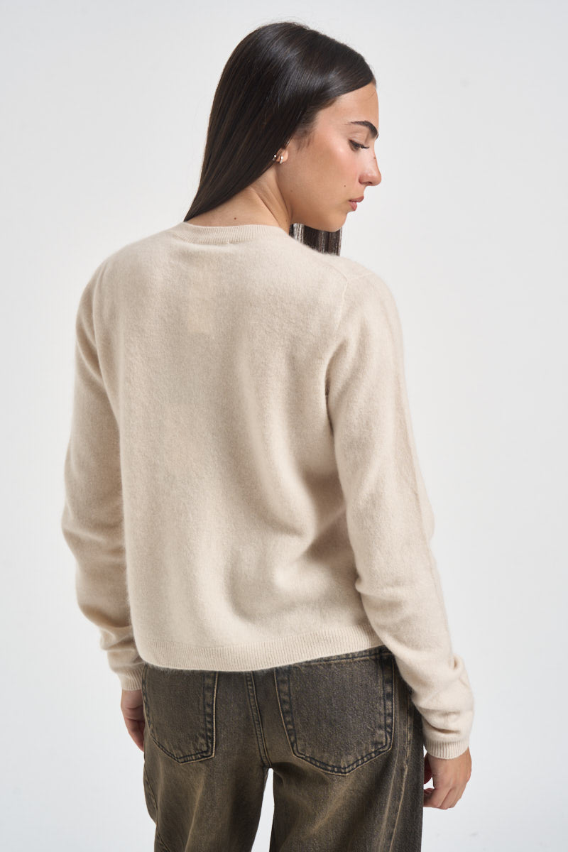 Cardigan donna girocollo beige mèlange ESPOSTO 65085001 MAX MARA WEEKEND 