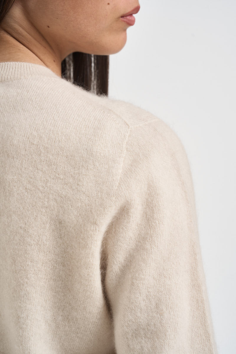 Cardigan donna girocollo beige mèlange ESPOSTO 65085001 MAX MARA WEEKEND 