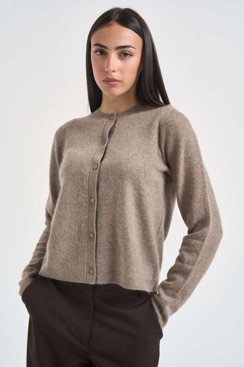 Cardigan donna girocollo tortora mèlange ESPOSTO 65085004 MAX MARA WEEKEND 