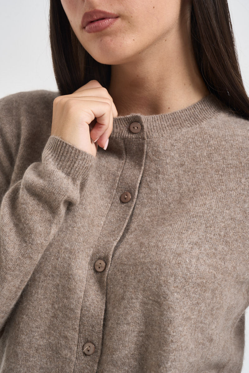 Cardigan donna girocollo tortora mèlange ESPOSTO 65085004 MAX MARA WEEKEND 