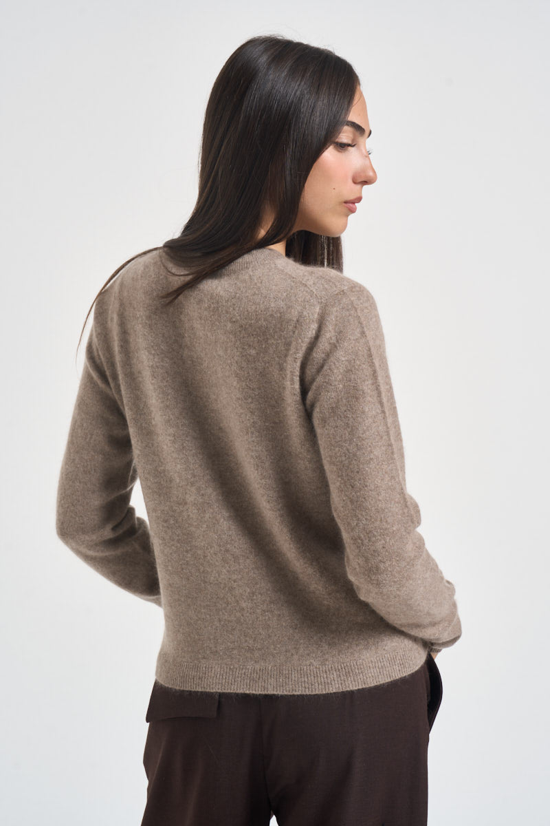 Cardigan donna girocollo tortora mèlange ESPOSTO 65085004 MAX MARA WEEKEND 
